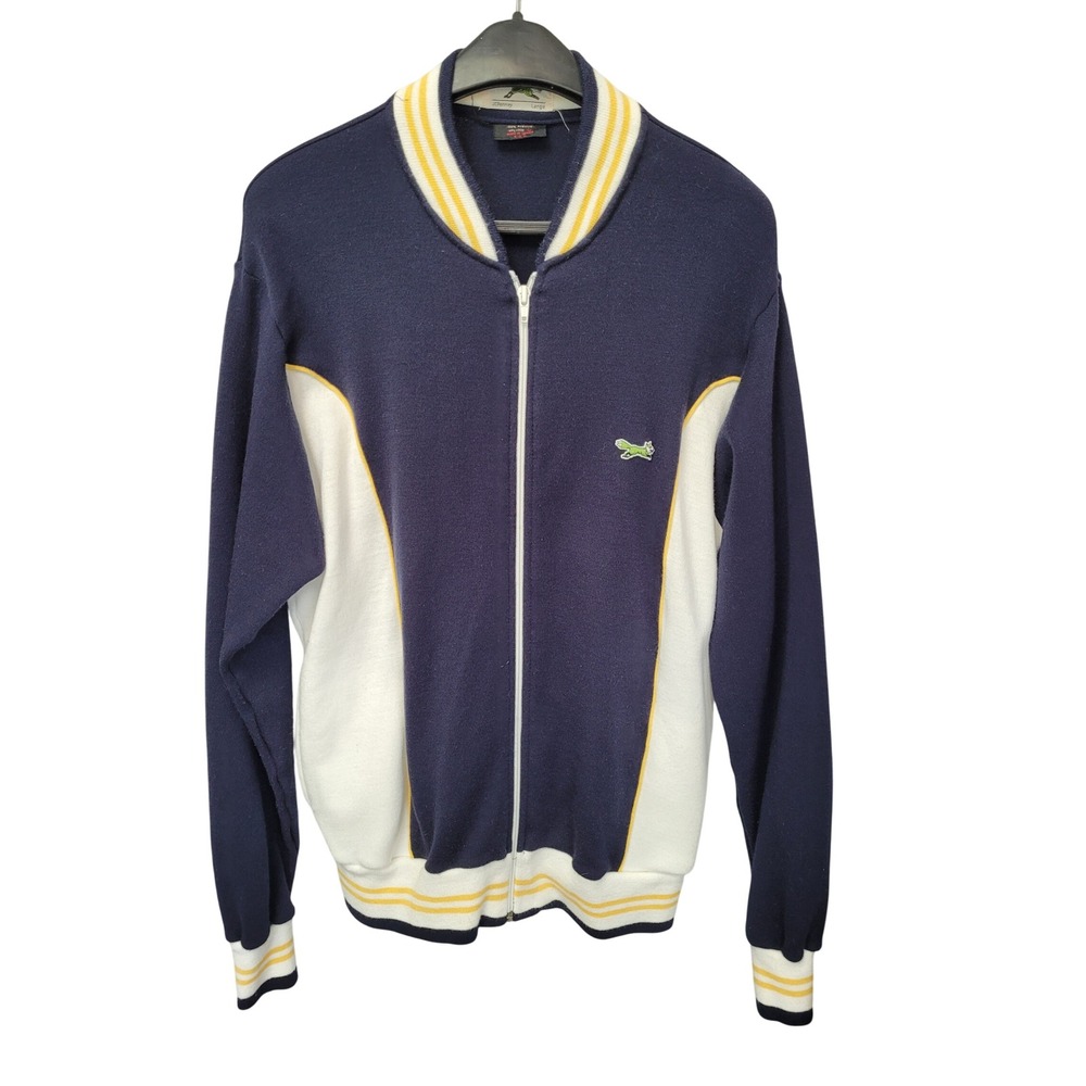 JCPenney The Fox Track Jacket Mens Large Vintage Navy Blue Colorblock Full Zip